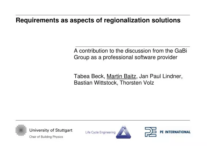 requirements as aspects of regionalization solutions