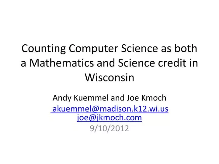 counting computer science as both a mathematics and science credit in wisconsin