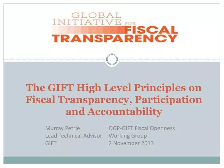 the gift high level principles on fiscal transparency participation and accountability