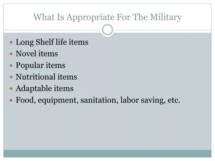 what is appropriate for the military