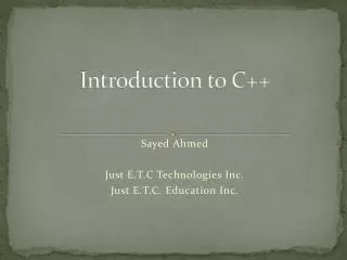 Introduction to C++