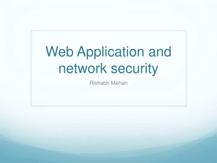 web application and network security