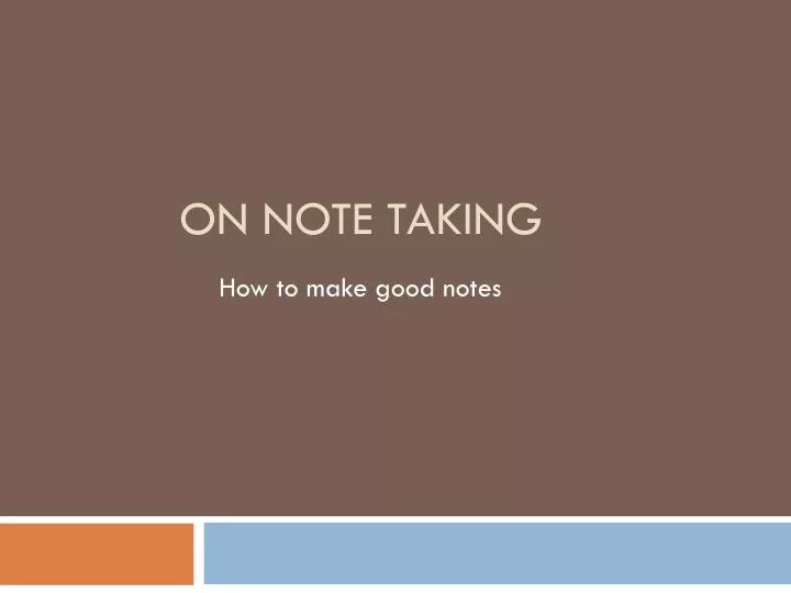 on note taking