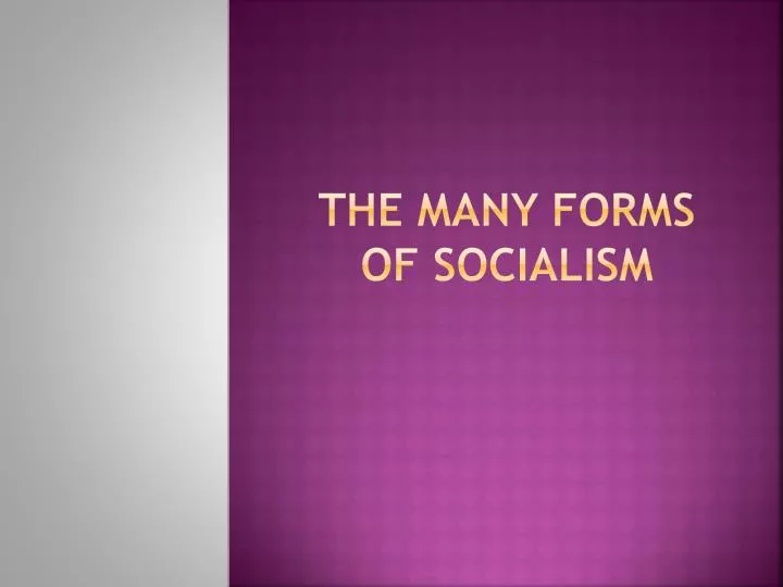 the many forms of socialism