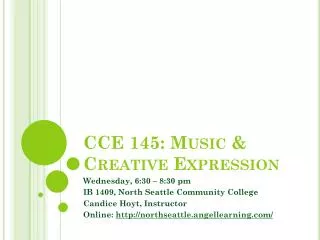 CCE 145: Music &amp; Creative Expression