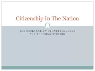 Citizenship In The Nation