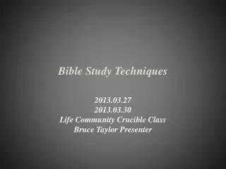 Bible Study Techniques