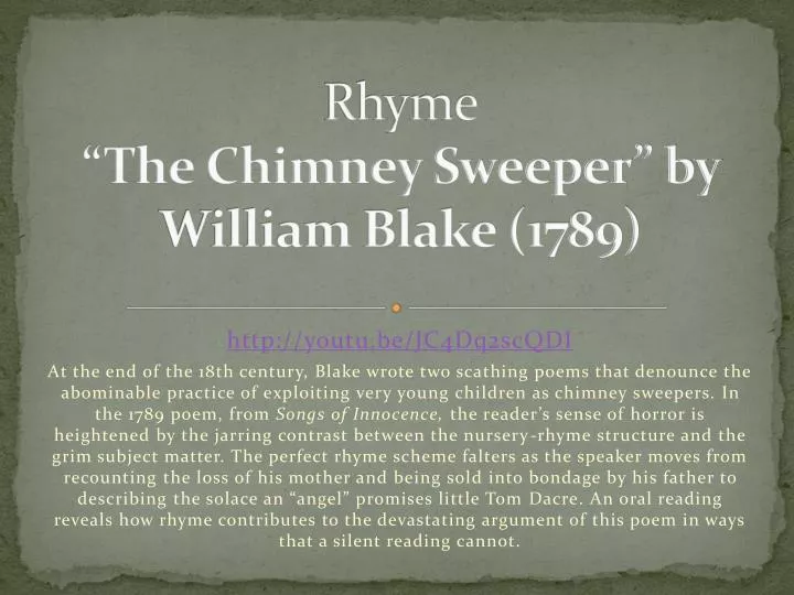rhyme the chimney sweeper by william blake 1789