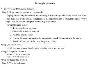 Debugging Games