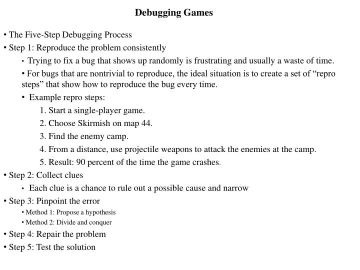 debugging games