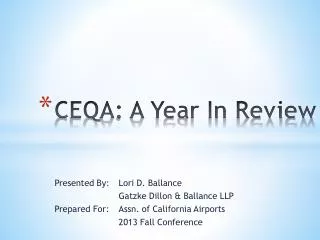 CEQA: A Year In Review