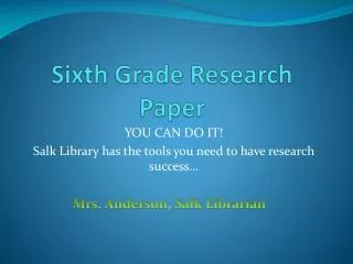 Sixth Grade Research Paper