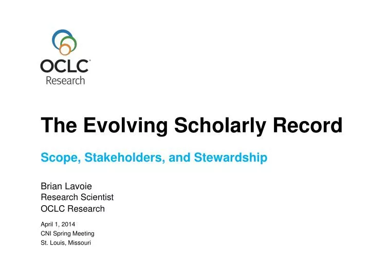 the evolving scholarly record