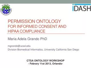 PERMISSION ONTOLOGY FOR INFORMED CONSENT AND HIPAA COMPLIANCE