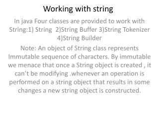 Working with string