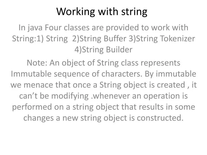 working with string
