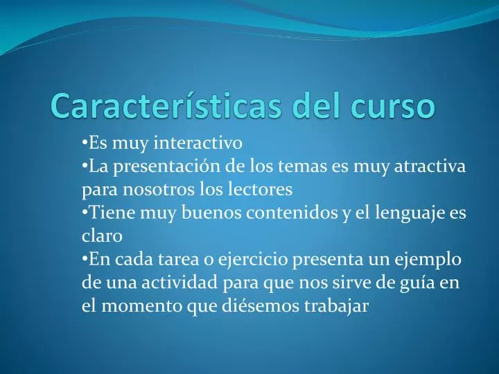 caracter sticas del curso