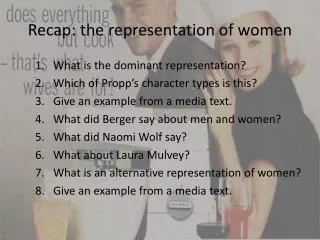 Recap: the representation of women