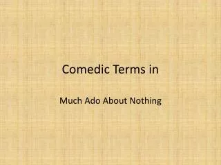 Comedic Terms in