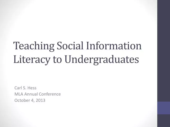 teaching social information literacy to undergraduates