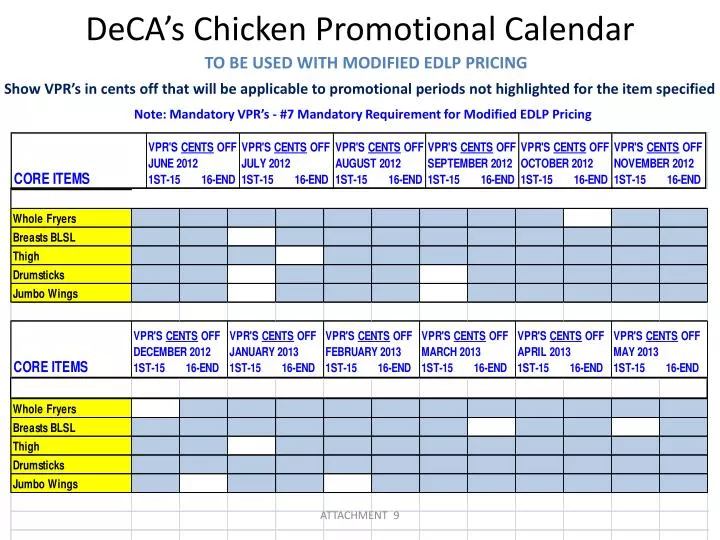 deca s chicken promotional calendar