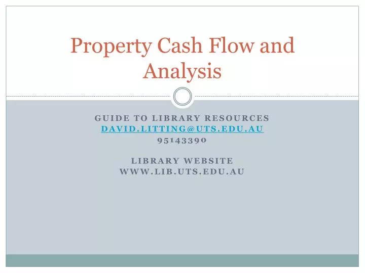 property cash flow and analysis
