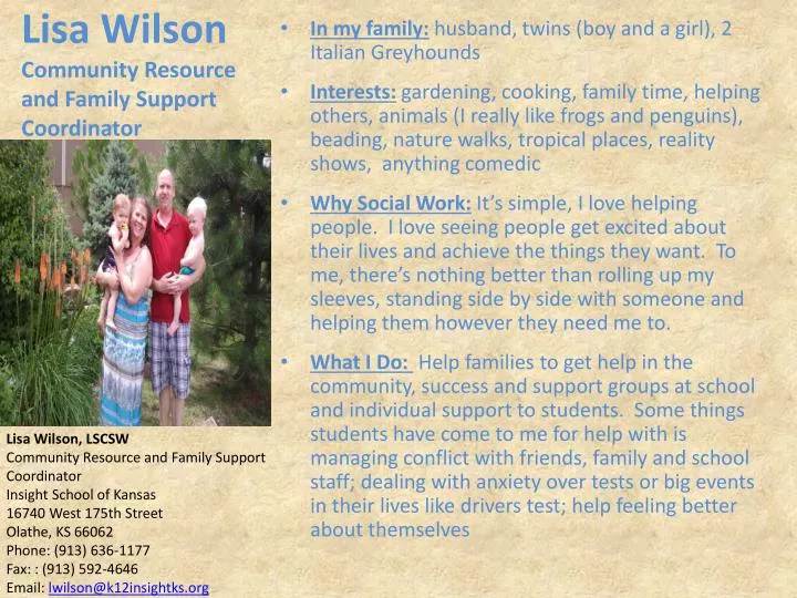 lisa wilson community resource and family support coordinator