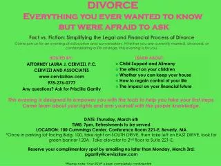DIVORCE Everything you ever wanted to know but were afraid to ask