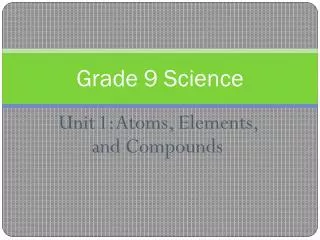 Unit	 1: Atoms, Elements, and Compounds