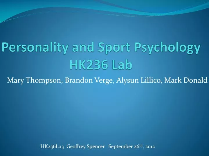 personality and sport psychology hk236 lab