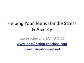 Helping Your Teens Handle Stress &amp; Anxiety