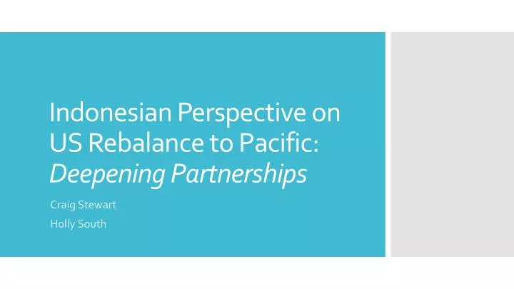 indonesian perspective on us rebalance to pacific deepening partnerships