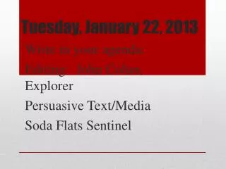 tuesday january 22 2013