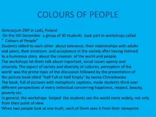 COLOURS OF PEOPLE