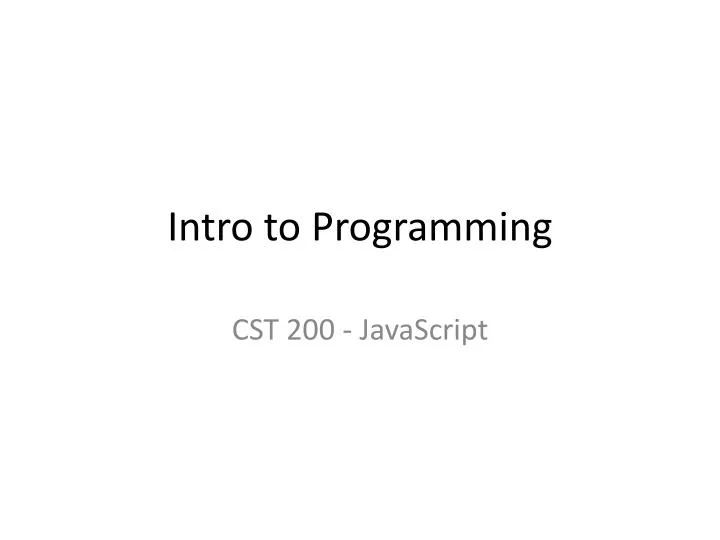 intro to programming