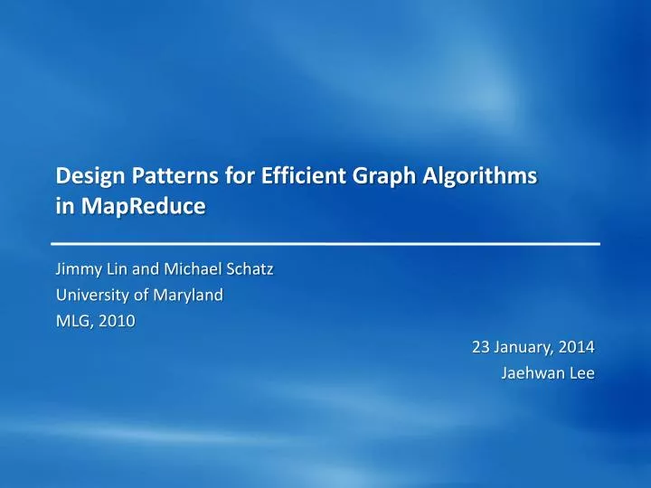 design patterns for efficient graph algorithms in mapreduce