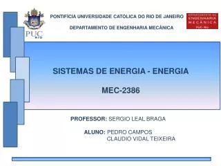 SISTEMAS DE ENERGIA - ENERGIA MEC-2386