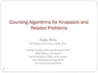 Counting Algorithms for Knapsack and Related Problems