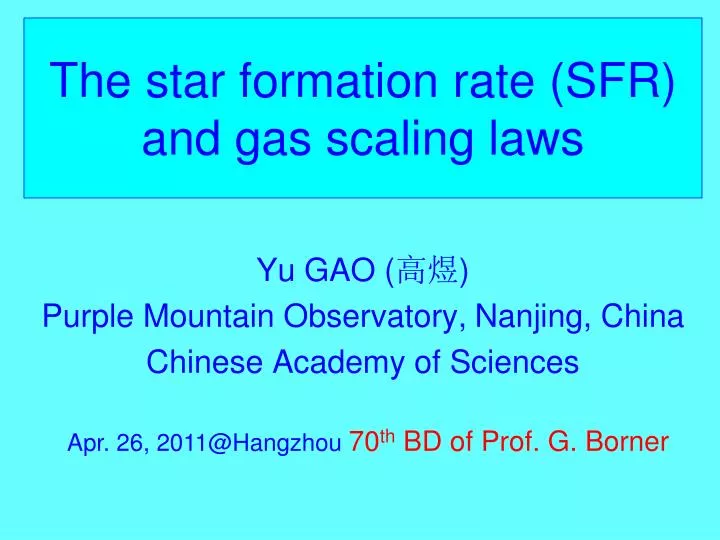 the star formation rate sfr and gas scaling laws