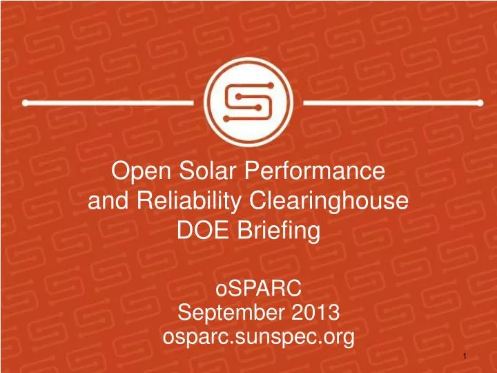 open solar performance and reliability clearinghouse doe briefing