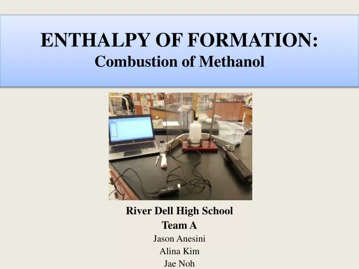 enthalpy of formation combustion of methanol
