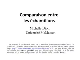 comparaison entre le s chantillons michelle dion universit mcmaster