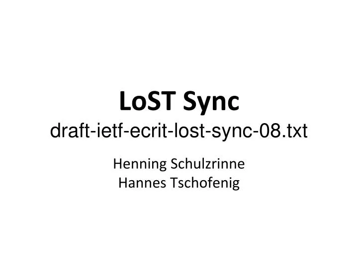 lost sync draft ietf ecrit lost sync 08 txt