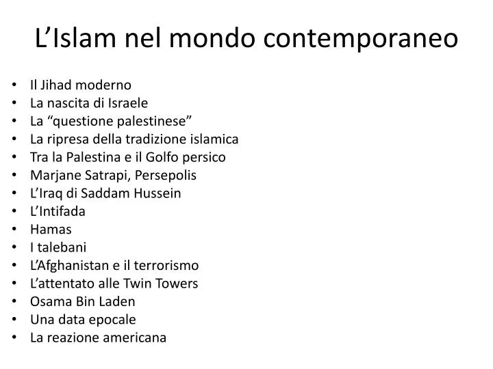 l islam nel mondo contemporaneo