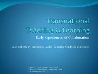 Transnational Teaching &amp; Learning