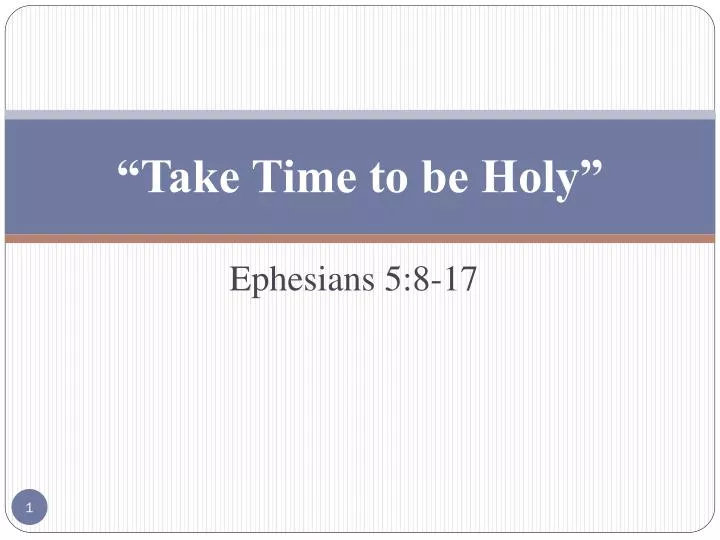 take time to be holy