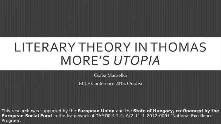literary theory in thomas more s utopia