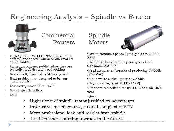 engineering analysis spindle vs router