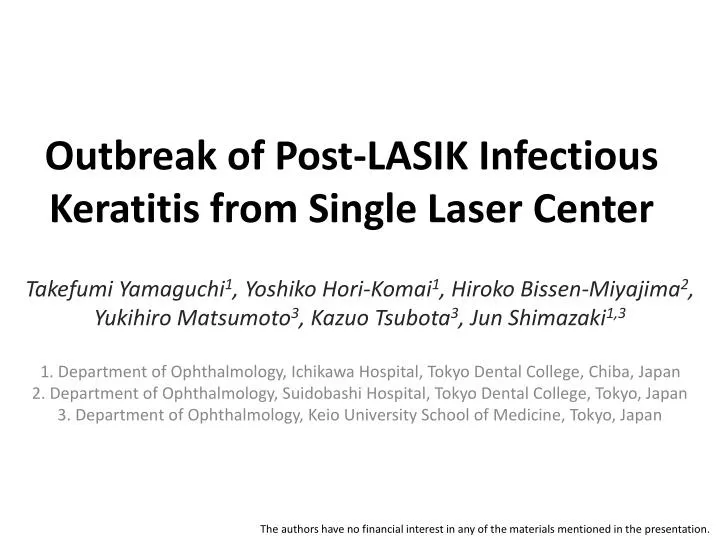 outbreak of post lasik infectious keratitis from single laser center