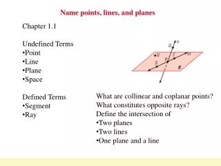 Name points, lines, and planes